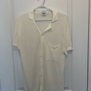Short sleeve linen button up